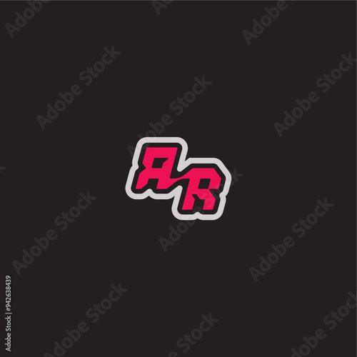 dynamic line monogram logo cool esport concept RR bold sporty gaming style letter