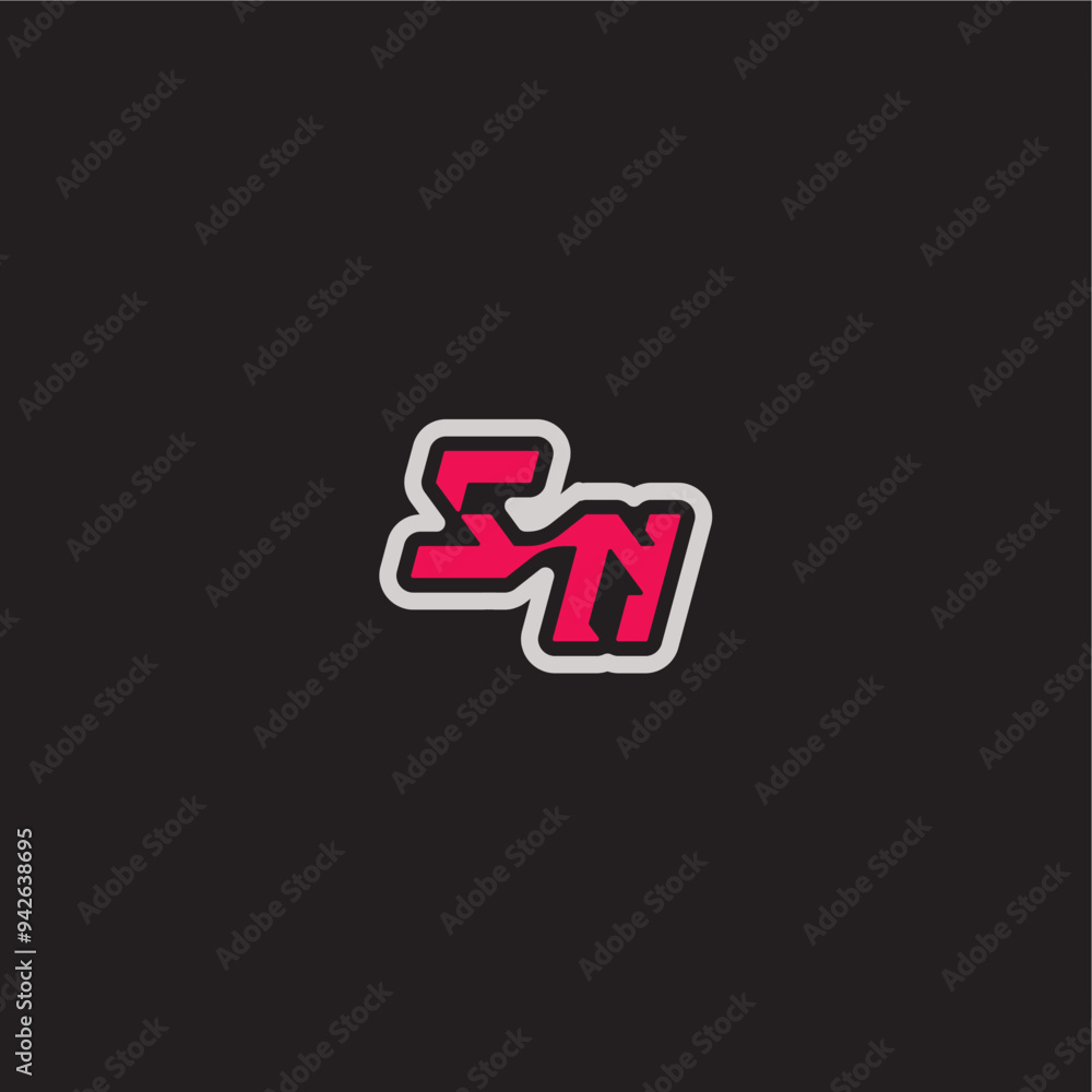 dynamic line monogram logo cool esport concept SN bold sporty gaming style letter dynamic line monogram logo cool esport concept SN bold sporty gaming style letter