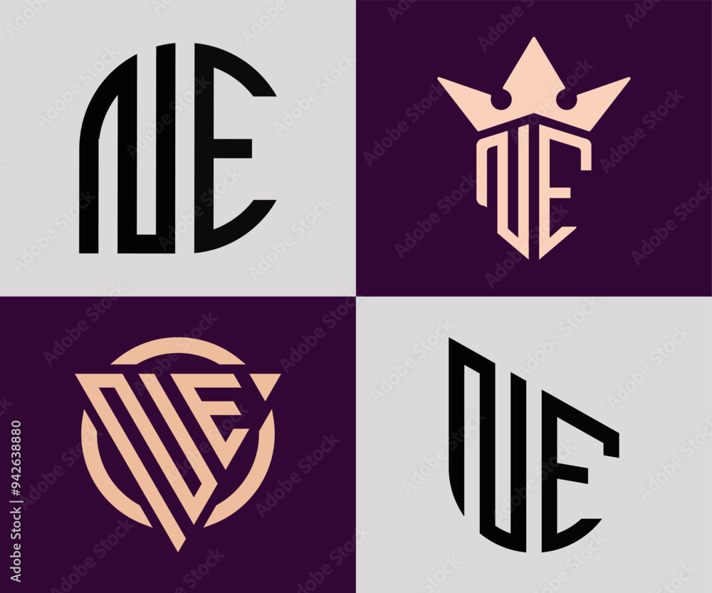Creative simple Initial Letters NE Logo Designs Bundle. Creative simple Initial Letters NE Logo Designs Bundle.