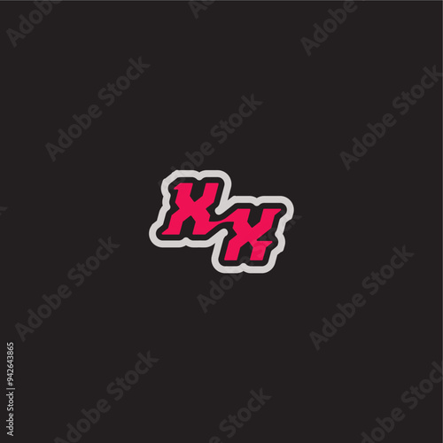 XX letter cool esport concept bold sporty gaming style dynamic line monogram logo