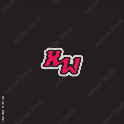 XW letter cool esport concept bold sporty gaming style dynamic line monogram logo