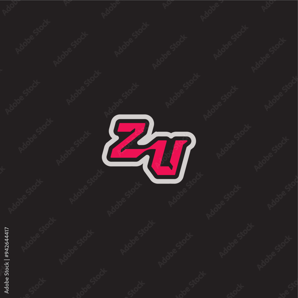 ZU letter cool esport concept bold sporty gaming style dynamic line monogram logo ZU letter cool esport concept bold sporty gaming style dynamic line monogram logo