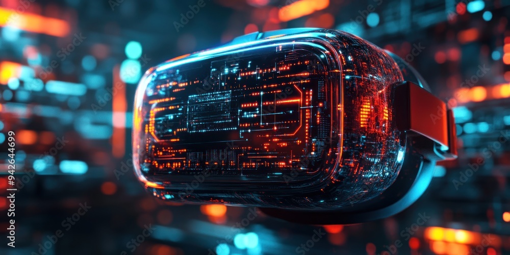 Virtual Reality Headset with Glowing Circuitry Virtual Reality Headset with Glowing Circuitry
