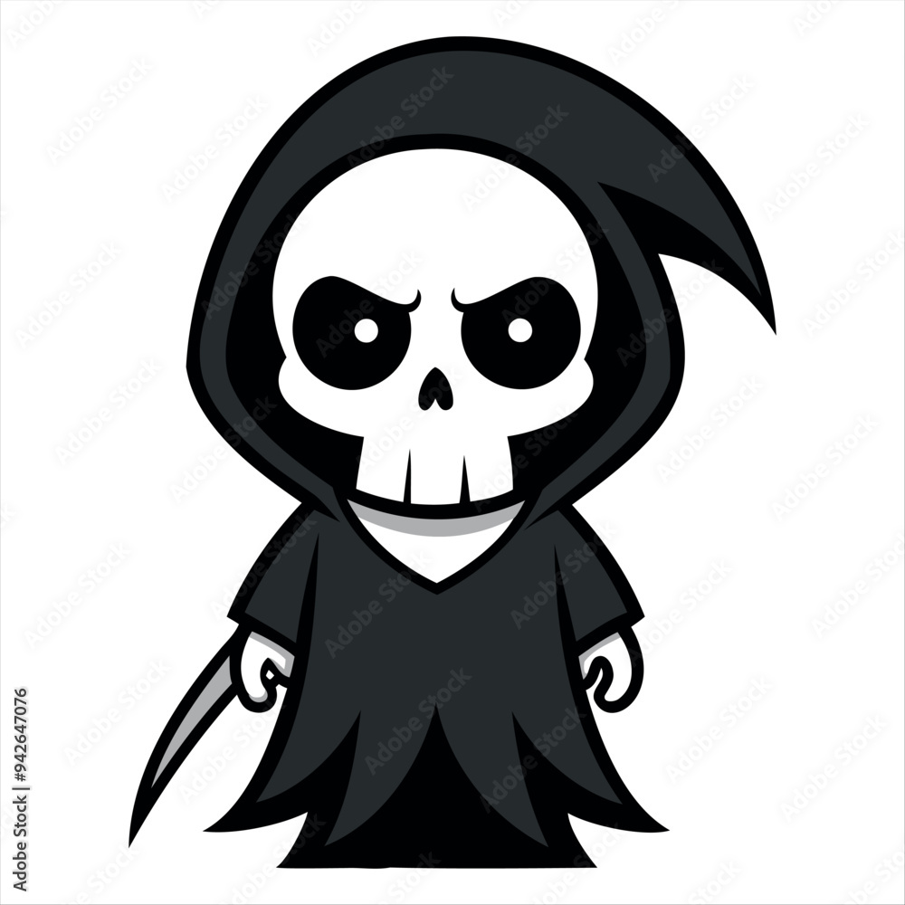 Halloween scary Grim reaper isolated on a white background, Halloween character vector set. Halloween scary Grim reaper isolated on a white background, Halloween character vector set.