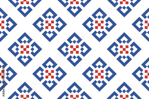 Cross Stitch embroidery seamless.Geometric pixel ethnic patterns. American, Mexican,African, mediterranean, nordic,Aztec style.Beautiful Embroidery Trendy folk art background design for decorate.