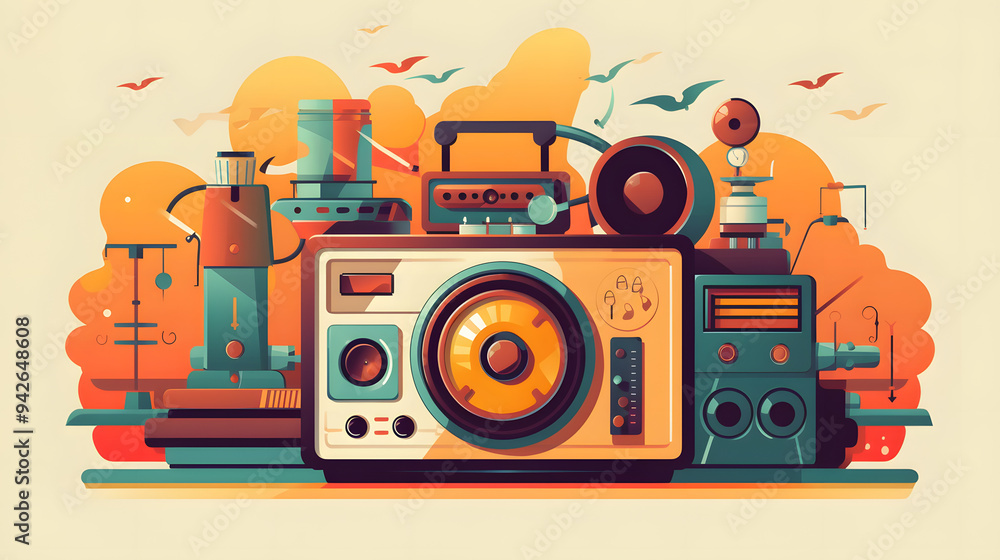 Obraz premium Radio Games illustration flat Vector