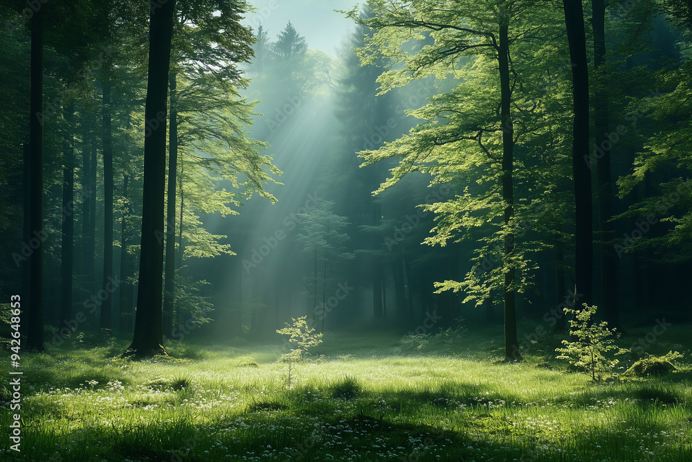 Obraz premium Bright opening in the middle of a forest