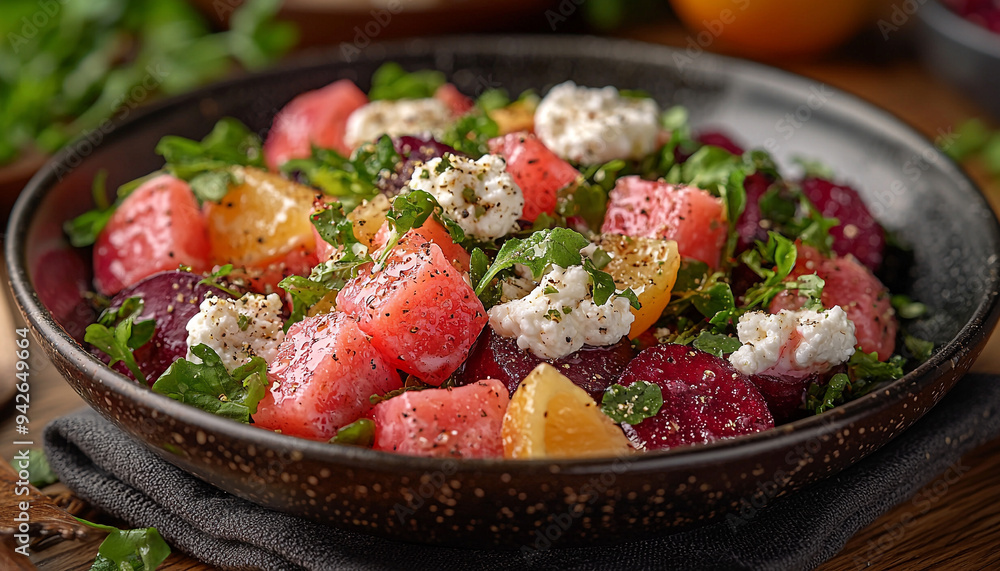 Healthy eating salad meal with fresh organic fruit generated by AI Healthy eating salad meal with fresh organic fruit generated by AI