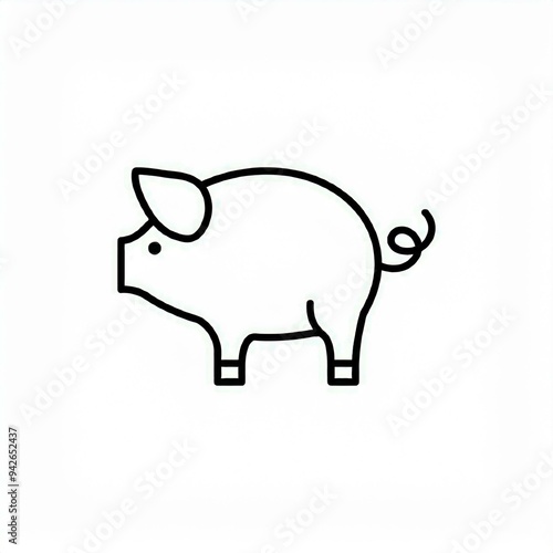 pig black icon isolated on white