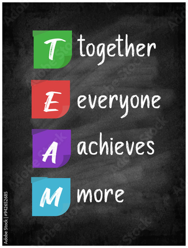 Team Typography Poster Chalk Board Vector Template Design