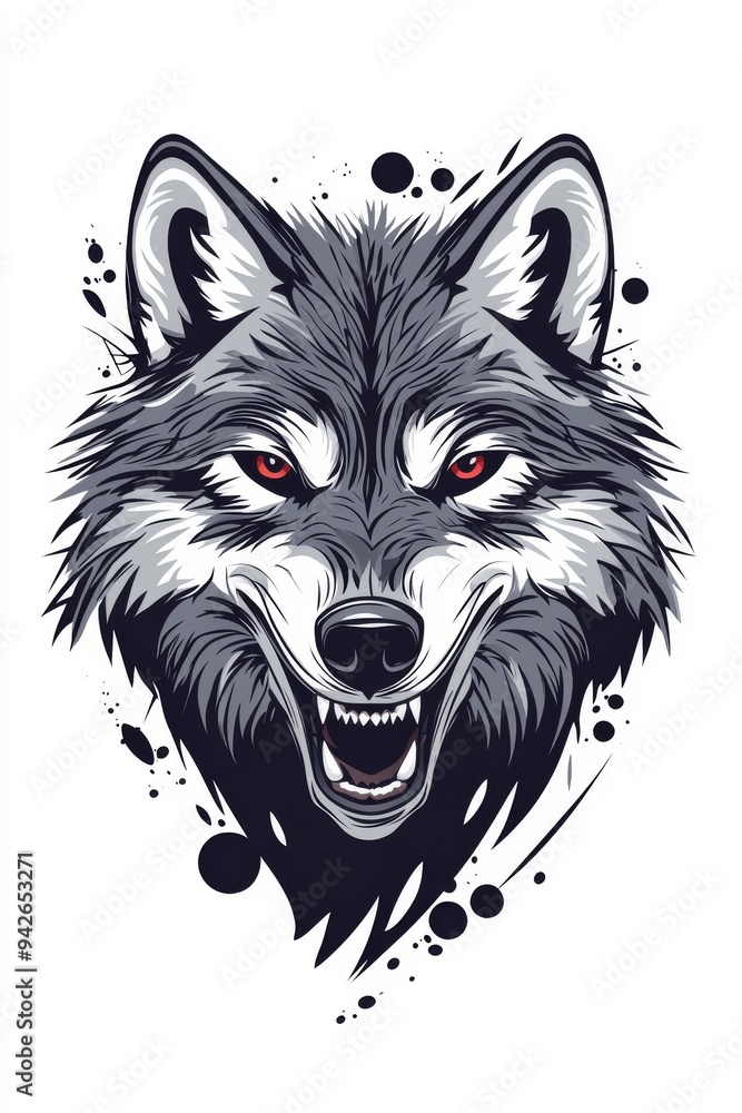 Naklejka premium A vector design for a t-shirt print featuring a bold wild wolf. Clean-lined vector wolf in a modern and striking look