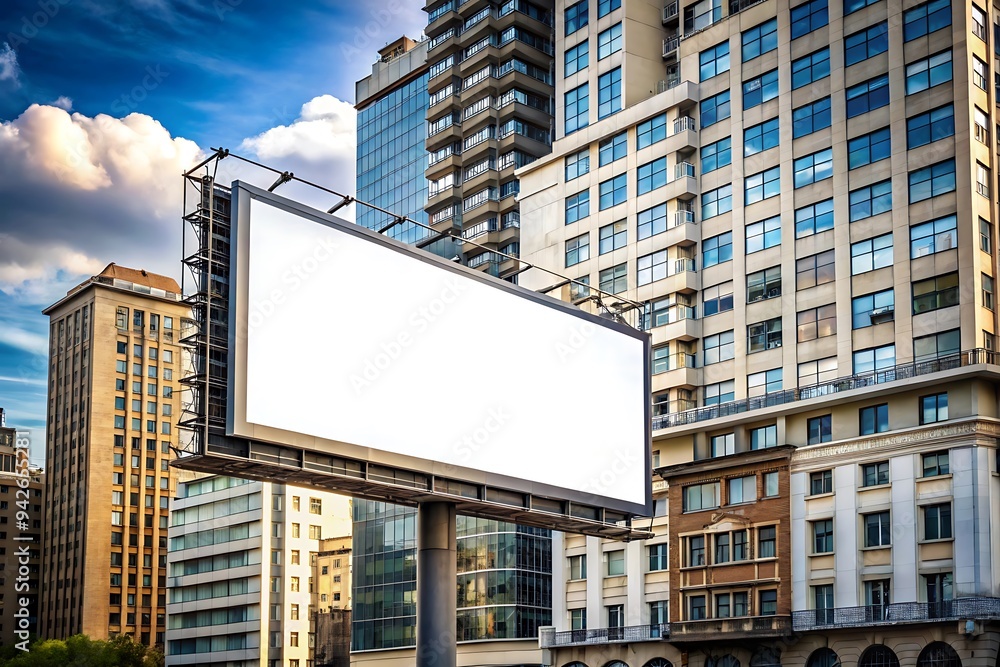 Blank Billboard in Urban City Setting. Blank Billboard in Urban City Setting.