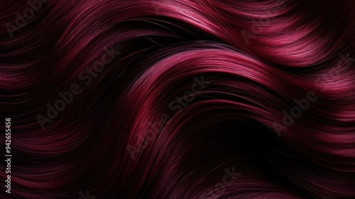 Close-up of rich drops of hair pomade resting on deep red waves, creating a calm and luxurious atmosphere,