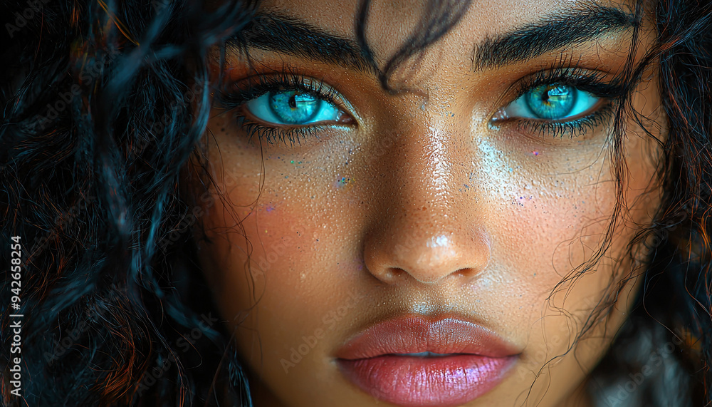 Beautiful woman with wet hair looking at camera confidently generated by AI Beautiful woman with wet hair looking at camera confidently generated by AI
