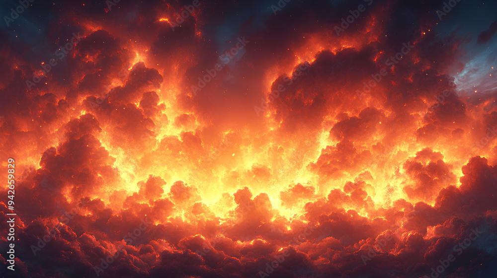 illustration of the Sky Scene burning completely, the fire is burning illustration of the Sky Scene burning completely, the fire is burning