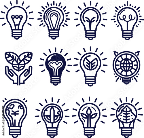 light bulb icon set, enlighten  Knowledge  icon design vector.