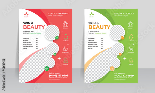 Beauty and spa flyer design template. spa center poster with treatment or relaxing premium style layout design