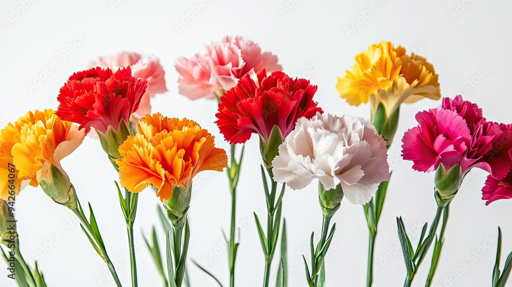 Fototapeta premium Carnations isolated white. Generative AI