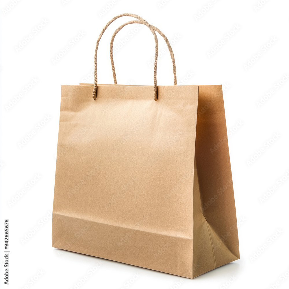A paper shopping bag isolated on a white background. A paper shopping bag isolated on a white background.