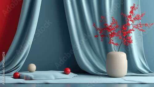 Elegansi Karpet dengan Warna Deep Blue dan Red: Wallpaper, Background, dan Backdrop yang Mewah photo