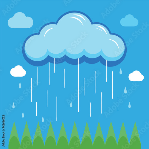 A cloud with rain drop on blue sky background in rainy day of ra