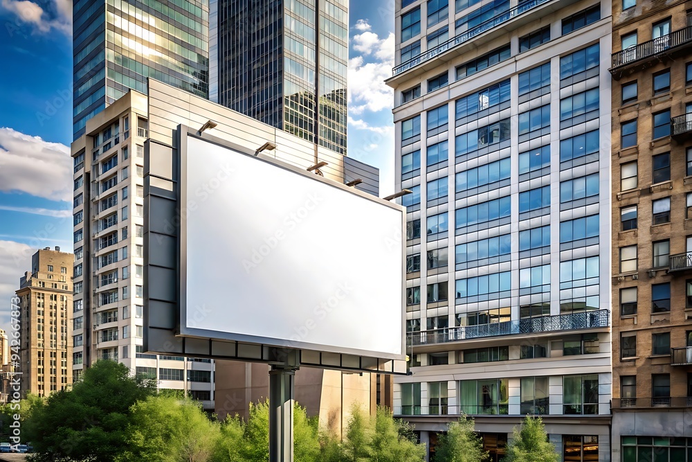 Blank Billboard in City Setting. Blank Billboard in City Setting.