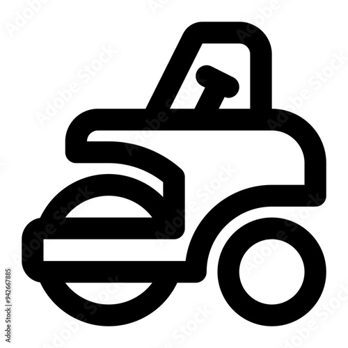 road roller, construction vehicle, vehicle, heavy, equipment, asphalt roller outline icon