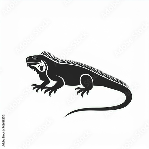 iguana black icon isolated on white