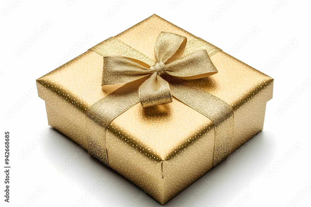 Elegant golden gift box with a satin ribbon, ideal for celebrations and special occasions, conveying luxury and thoughtfulness. Elegant golden gift box with a satin ribbon, ideal for celebrations and special occasions, conveying luxury and thoughtfulness.