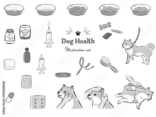 犬の健康関連のイラストセット
