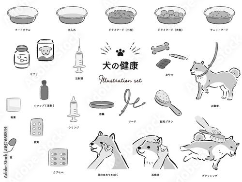 犬の健康関連のイラストセット