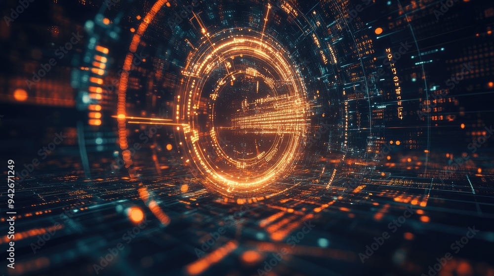 Obraz premium Data clock business digital. Generative AI