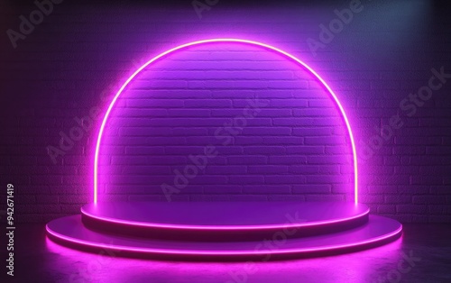 3D Display Podium in Magenta Color for Product Presentation photo