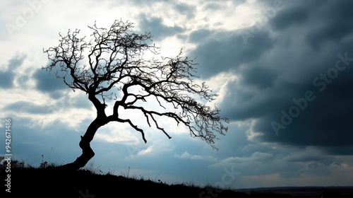 Dead tree silhouette. Generative AI
