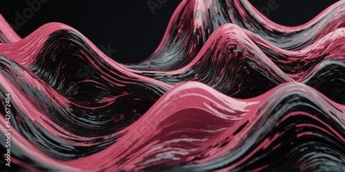 abstract wave background with luxury pink elements Abstract shiny color pink wave design element black background Pink, black corporate waves abstract background. photo