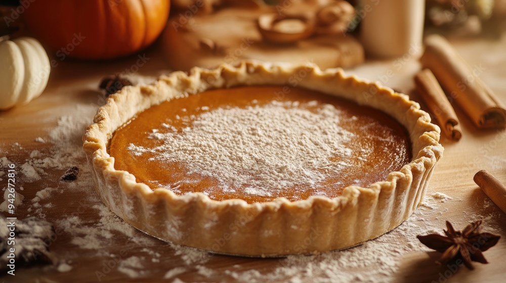 Dough, pumpkin pie cutout. Generative AI Dough, pumpkin pie cutout. Generative AI