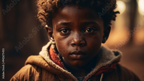 Close-up of a young african kid with the Holy Bible.