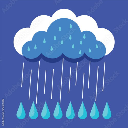 A cloud with rain drop on blue sky background in rainy day of ra