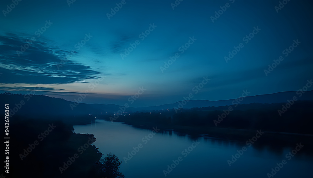 Fototapeta premium dark blue sky after sunset