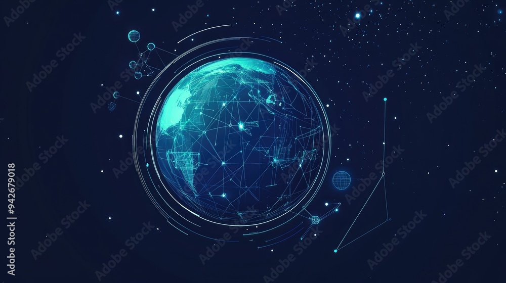 Abstract lines and shapes creating a stylized Earth icon with mathematical symbols, emphasizing simplicity and clarity. Abstract lines and shapes creating a stylized Earth icon with mathematical symbols, emphasizing simplicity and clarity.