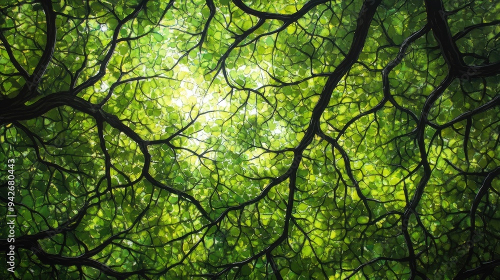 Green Leaves, Light Background. Generative AI Green Leaves, Light Background. Generative AI