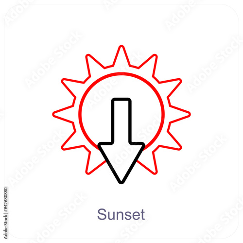 Sunset and sundown icon concept