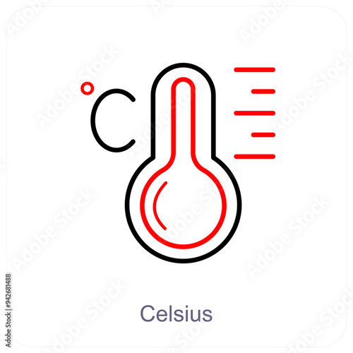 Celsius and temperature icon concept