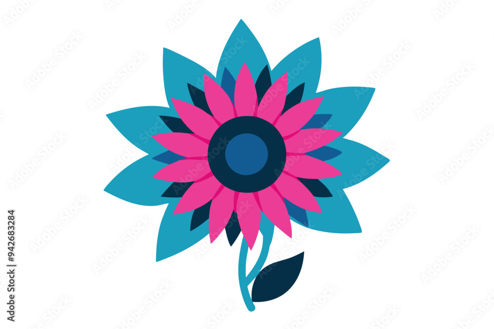 Bright and Detailed Sunflower with Leaf Accents Bright and Detailed Sunflower with Leaf Accents