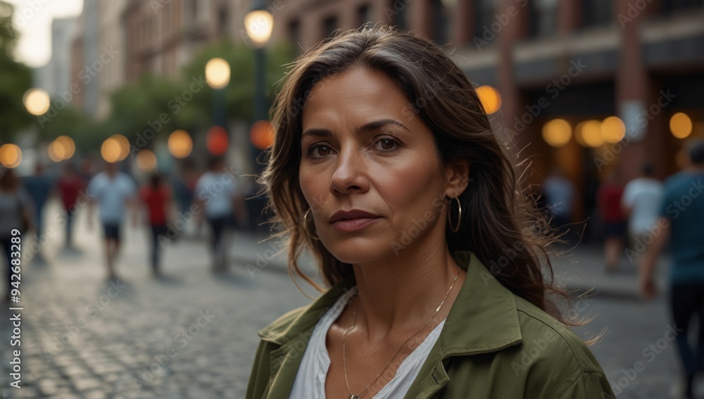 Fototapeta premium Mature latin woman in the city - Travel concept.