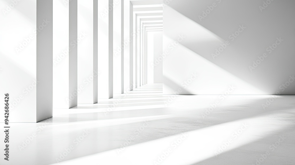 Fototapeta premium Strong, steady lines converging into a single direction, representing focused confidence on a pristine white backdrop.