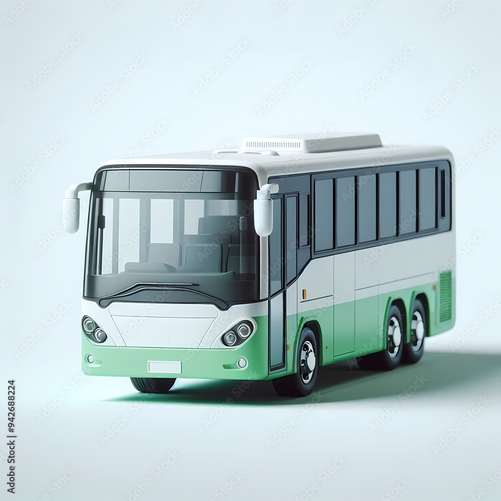 3D Render of Realistic Bus Model isolated on a white background 3D Render of Realistic Bus Model isolated on a white background