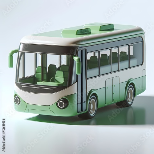 3D Render of Realistic Bus Model isolated on a white background
