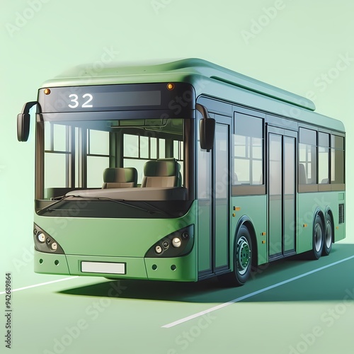 3D Render of Realistic Bus Model isolated on a white background