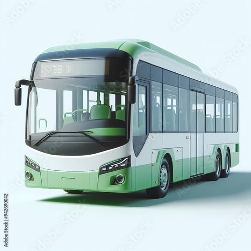 3D Render of Realistic Bus Model isolated on a white background